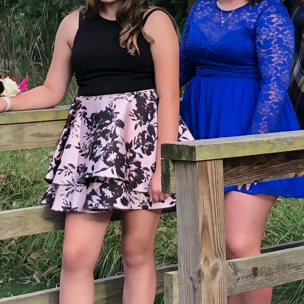 Black/pink 2 piece homecoming dress